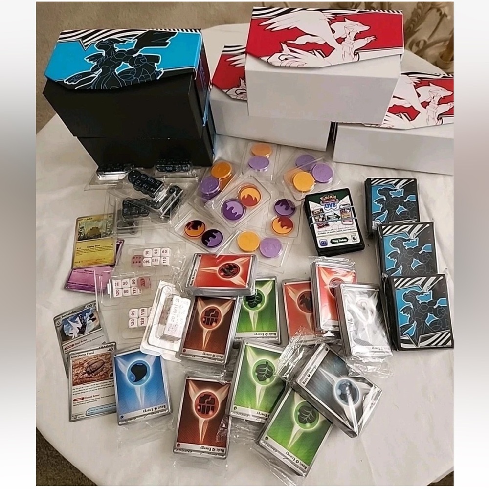 bundle Pokémon Black Bolt White Flare Empty Boxes Coins Energy Cards Dice